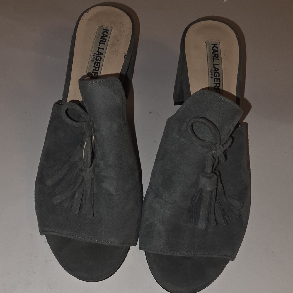 Karl Lagerfeld Paris Holly Mules Size 7.5 Gray